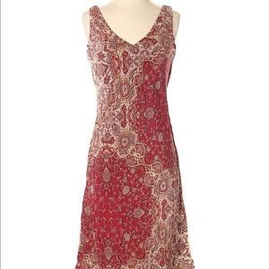 Banana Republic Silk Red Print Sleeveless Dress